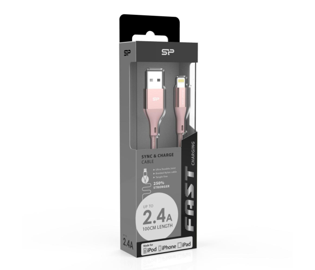 Silicon Power Kabel USB-Lightning MFI Silicon 1m w otulinie różowy # - 1457758 - zdjęcie 2